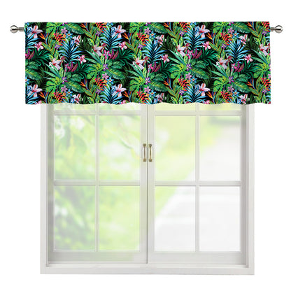 Tropical Palm And Hibiscus Print Window Valance