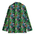 Tropical Palm And Hibiscus Print Women's Blazer