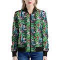 Tropical Palm And Hibiscus Print Women's Bomber Jacket