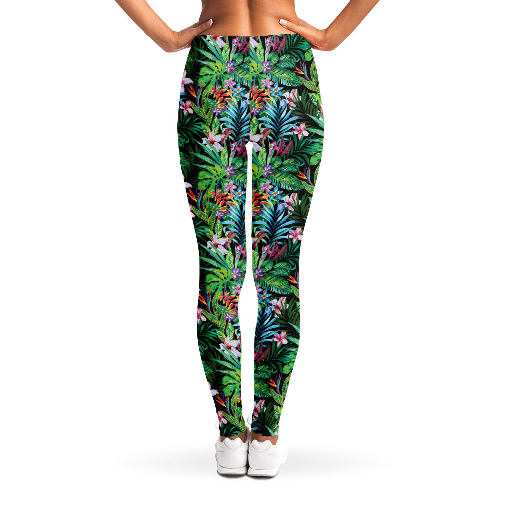 Tropical Palm And Hibiscus Print Women's Leggings