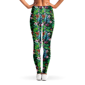 Tropical Palm And Hibiscus Print Women's Leggings