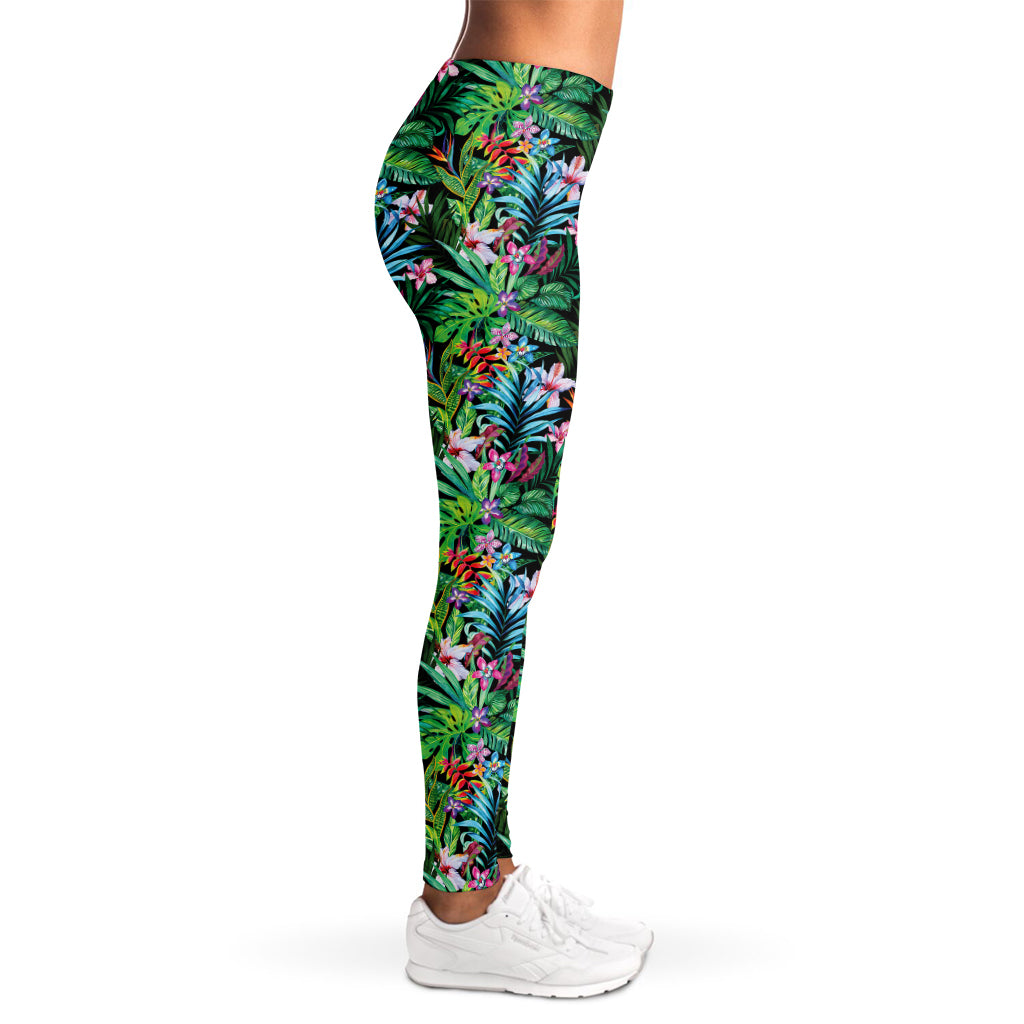 Tropical Palm And Hibiscus Print Women's Leggings