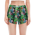 Tropical Palm And Hibiscus Print Women's Split Running Shorts