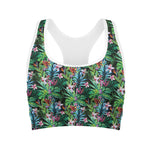 Tropical Palm And Hibiscus Print Women's Sports Bra