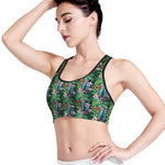 Tropical Palm And Hibiscus Print Women's Sports Bra