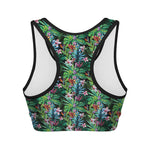 Tropical Palm And Hibiscus Print Women's Sports Bra