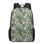 Tropical Palm Leaf And Toucan Print 17 Inch Backpack