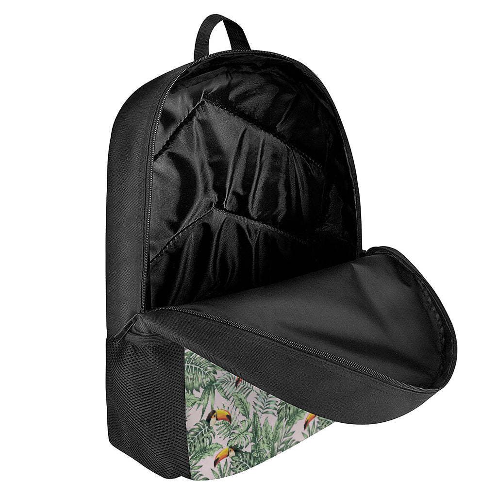 Tropical Palm Leaf And Toucan Print 17 Inch Backpack
