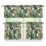 Tropical Palm Leaf And Toucan Print 3 Piece Kitchen Curtains