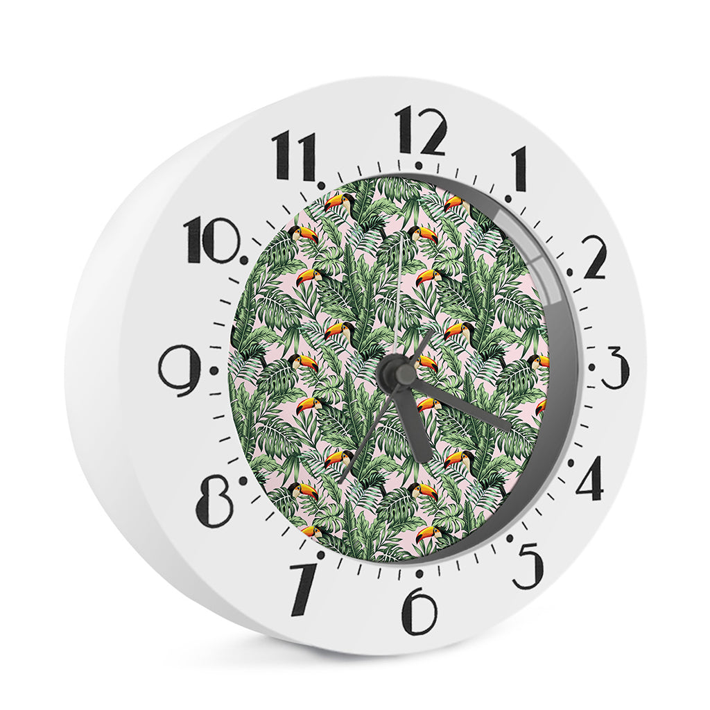 Tropical Palm Leaf And Toucan Print Alarm Clock