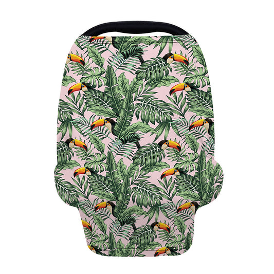 Tropical Palm Leaf And Toucan Print Baby Seat Cover