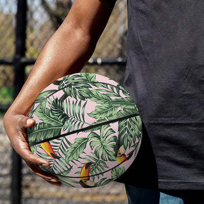 Tropical Palm Leaf And Toucan Print Basketball