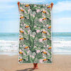 Tropical Palm Leaf And Toucan Print Beach Towel