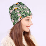 Tropical Palm Leaf And Toucan Print Beanie