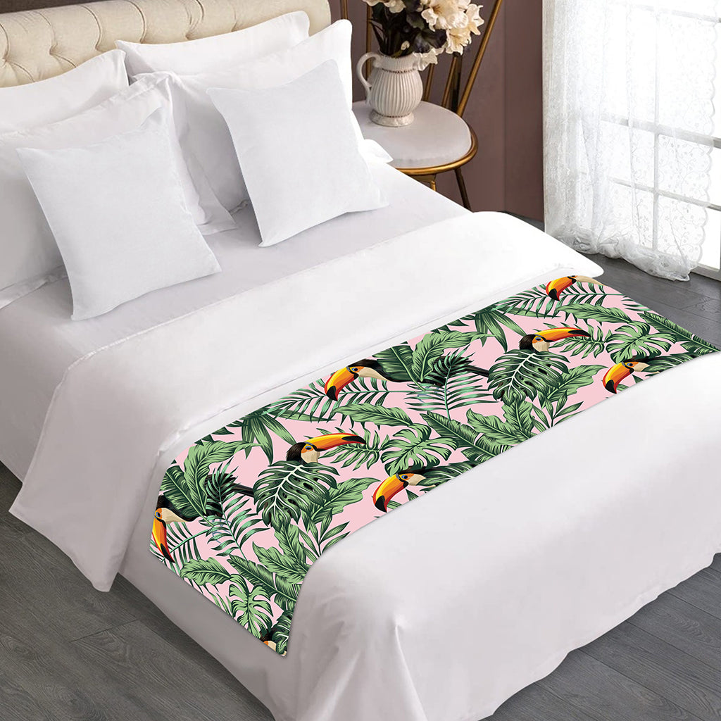 Tropical Palm Leaf And Toucan Print Bed Runner
