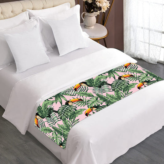 Tropical Palm Leaf And Toucan Print Bed Runner