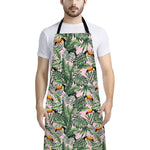 Tropical Palm Leaf And Toucan Print Bib Apron With Pocket