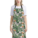Tropical Palm Leaf And Toucan Print Bib Apron With Pocket