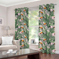Tropical Palm Leaf And Toucan Print Dimout Grommet Curtains