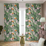 Tropical Palm Leaf And Toucan Print Blackout Pencil Pleat Curtains