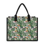 Tropical Palm Leaf And Toucan Print Canvas Tote Bag