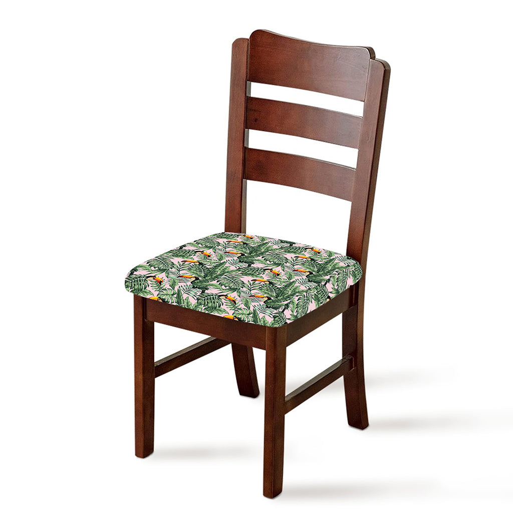 Tropical Palm Leaf And Toucan Print Chair Cushion Cover