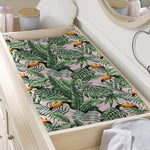 Tropical Palm Leaf And Toucan Print Changing Pad Cover