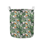 Tropical Palm Leaf And Toucan Print Collapsible Laundry Basket
