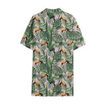 Tropical Palm Leaf And Toucan Print Cotton Hawaiian Shirt