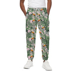 Tropical Palm Leaf And Toucan Print Cotton Pants