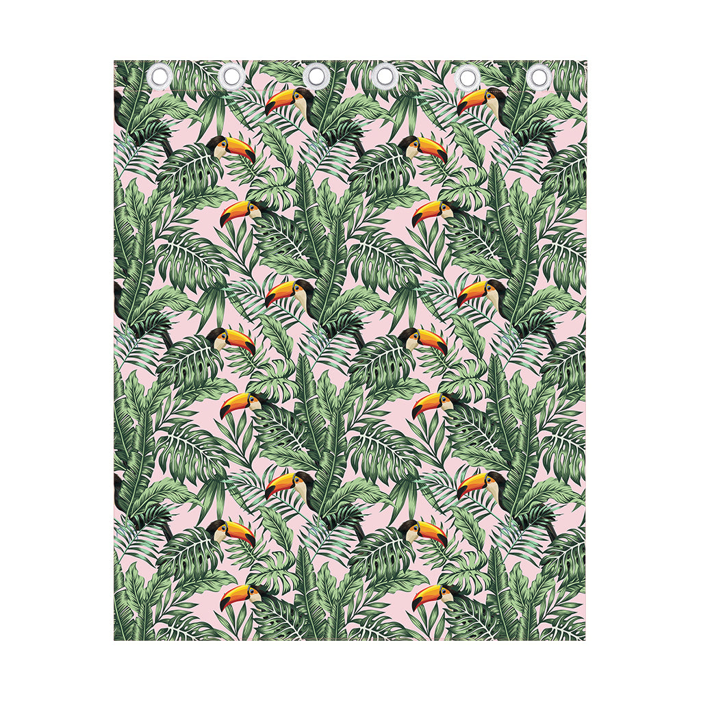 Tropical Palm Leaf And Toucan Print Curtain