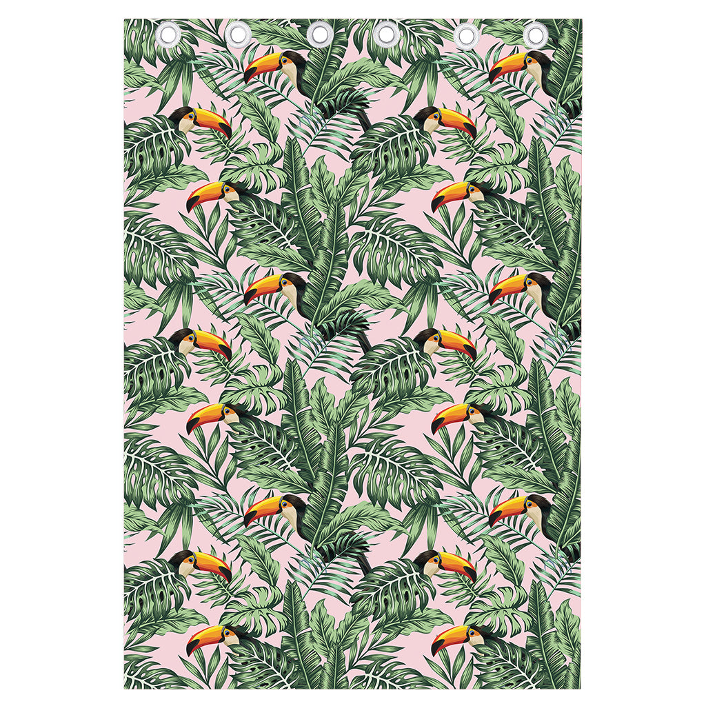 Tropical Palm Leaf And Toucan Print Curtain