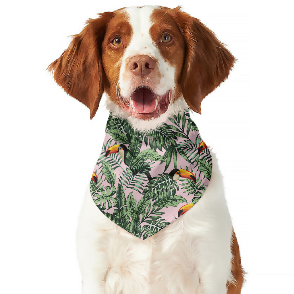 Tropical Palm Leaf And Toucan Print Dog Bandana