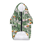 Tropical Palm Leaf And Toucan Print Dog Zip Up Hoodie