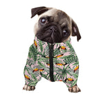 Tropical Palm Leaf And Toucan Print Dog Zip Up Jacket