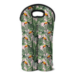 Tropical Palm Leaf And Toucan Print Double Neoprene Wine Tote