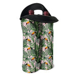 Tropical Palm Leaf And Toucan Print Double Neoprene Wine Tote