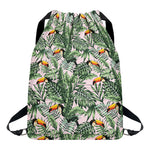 Tropical Palm Leaf And Toucan Print Drawstring Backpack