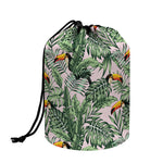 Tropical Palm Leaf And Toucan Print Drawstring Makeup Bag