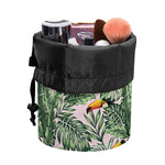 Tropical Palm Leaf And Toucan Print Drawstring Makeup Bag