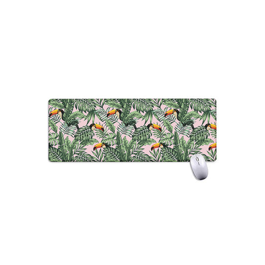 Tropical Palm Leaf And Toucan Print Extended Mouse Pad