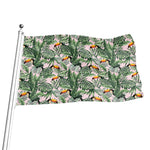 Tropical Palm Leaf And Toucan Print Flag