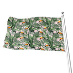 Tropical Palm Leaf And Toucan Print Flag