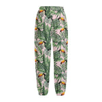 Tropical Palm Leaf And Toucan Print Fleece Lined Knit Pants