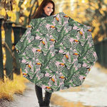 Tropical Palm Leaf And Toucan Print Foldable Umbrella