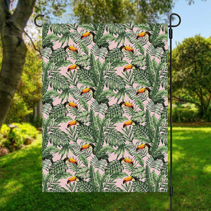 Tropical Palm Leaf And Toucan Print Garden Flag