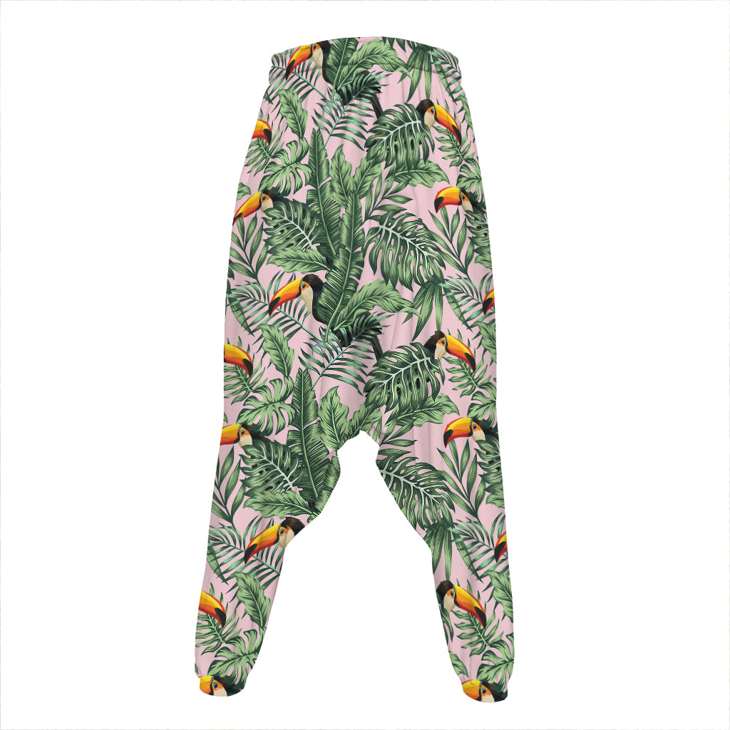 Tropical Palm Leaf And Toucan Print Hammer Pants