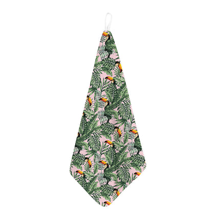 Tropical Palm Leaf And Toucan Print Hand Towel