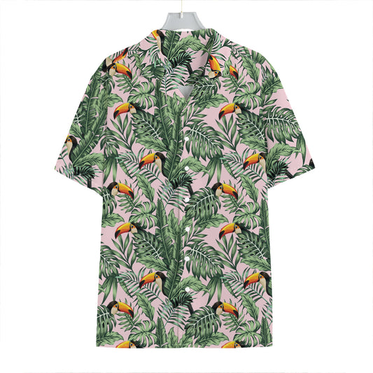 Tropical Palm Leaf And Toucan Print Hawaiian Shirt