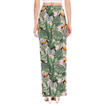 Tropical Palm Leaf And Toucan Print High Slit Maxi Skirt